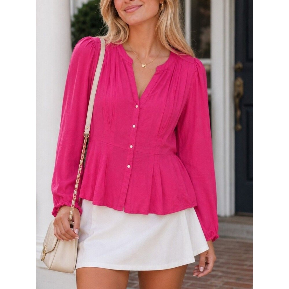 89th and Madison pink button front girlie preppy feminine regal cardigan M NWT